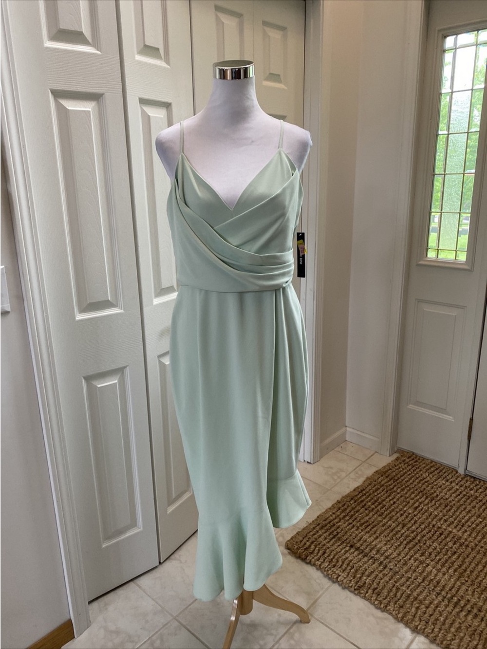 Gianni Bini Mint Green Draped Spaghetti-Strap Midi Dress